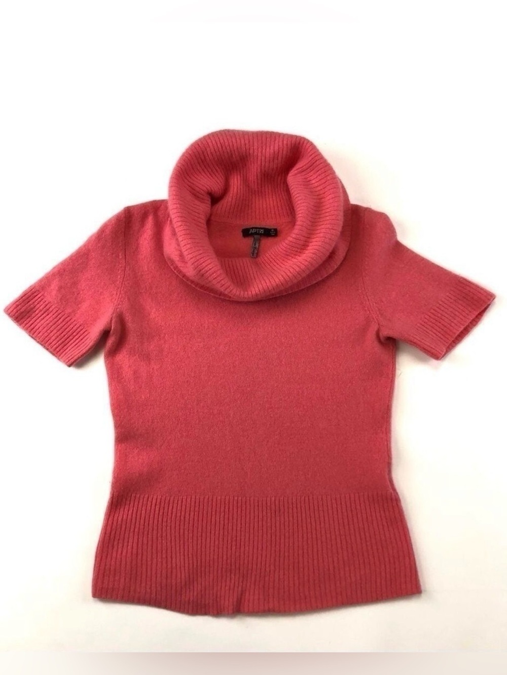 Cashmere Pink short sleeve cowl neck top Small Luxury knit